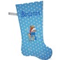 Preview: Nikolausstiefel Rentier Stofffarbe türkisblau Name dunkelblau